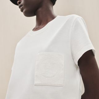 エルメス(Hermes)の【新品未使用】エルメス Tシャツ 刺繍入りポケット 34 ホワイト(Tシャツ(半袖/袖なし))