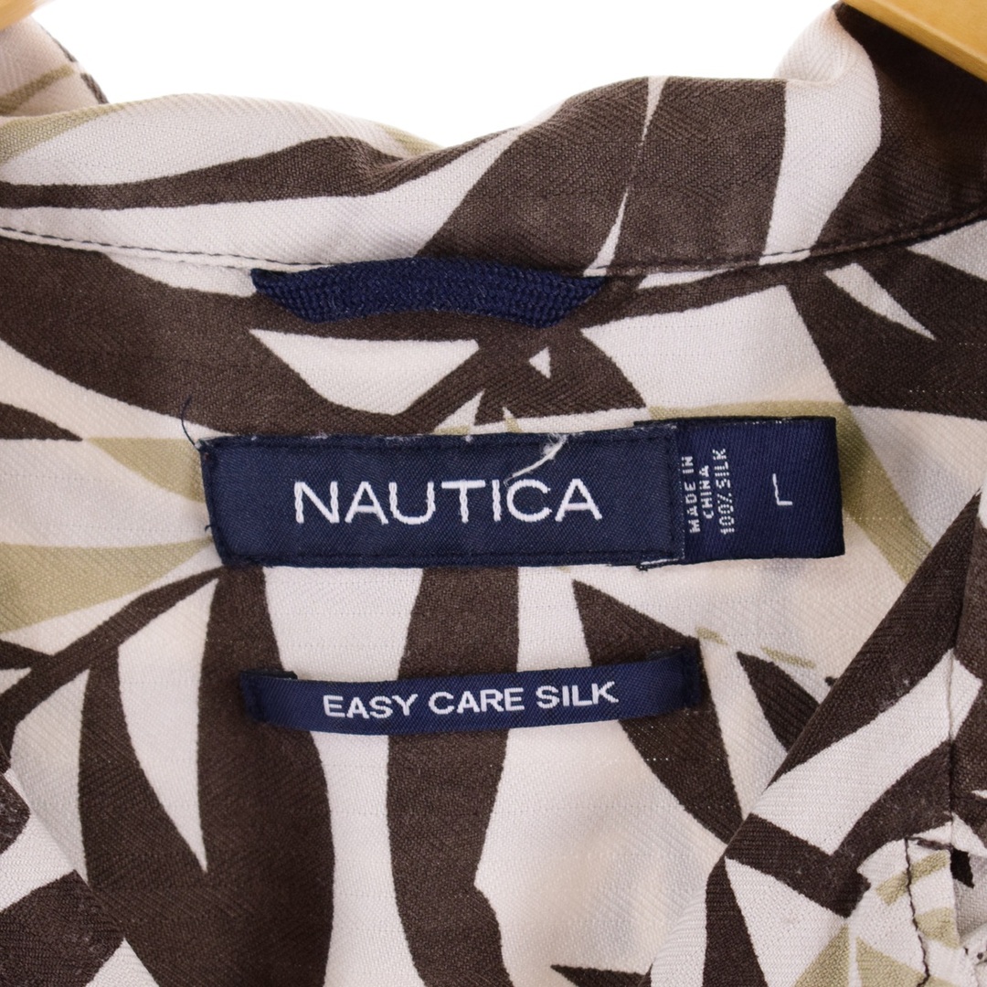 NAUTICA(ノーティカ)の古着 ノーティカ NAUTICA シルク 総柄 オープンカラー ハワイアンアロハシャツ メンズXL /eaa340767 メンズのトップス(シャツ)の商品写真