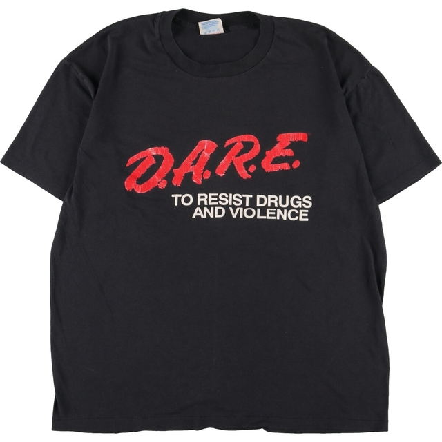 80年代 ヘインズ Hanes D.A.R.E. 薬物乱用予防教育 プリントTシャツ USA製 メンズXL ヴィンテージ /eaa341796