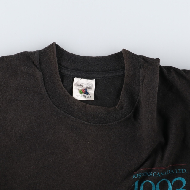 90年代 フルーツオブザルーム FRUIT OF THE LOOM 両面プリント プリントTシャツ カナダ製 メンズL ヴィンテージ /eaa340502