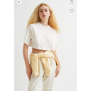 エイチアンドエム(H&M)のH&MクロップTシャツ白オフホワイトショート丈ダンス衣装レッスン(Tシャツ(半袖/袖なし))