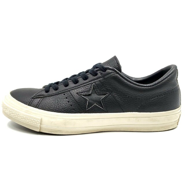 極美品US8日本製◆CONVERSE◆レザーワンスター26.5cm黒白 646