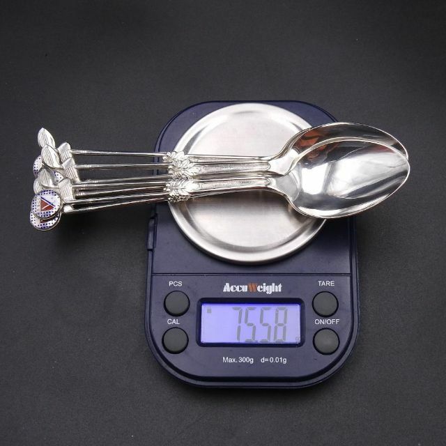 希少品】ゴルフスプーン 銀 SILVER刻 カラトリー 5本セット 75.5g ...