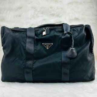 美品✨PRADA ボストンバッグ 大容量 ナイロン ブラック 三角ロゴ