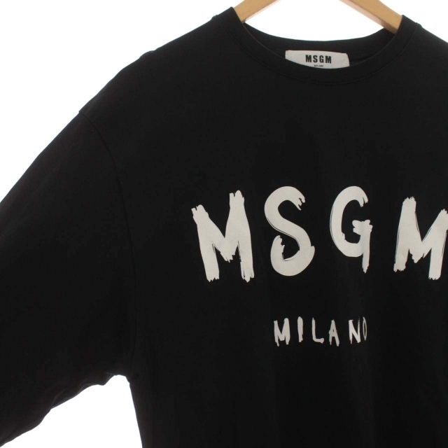 MSGM(エムエスジイエム)のMSGM Tシャツ カットソー ロゴ プリント クルーネック 長袖 XS 黒 メンズのトップス(Tシャツ/カットソー(七分/長袖))の商品写真