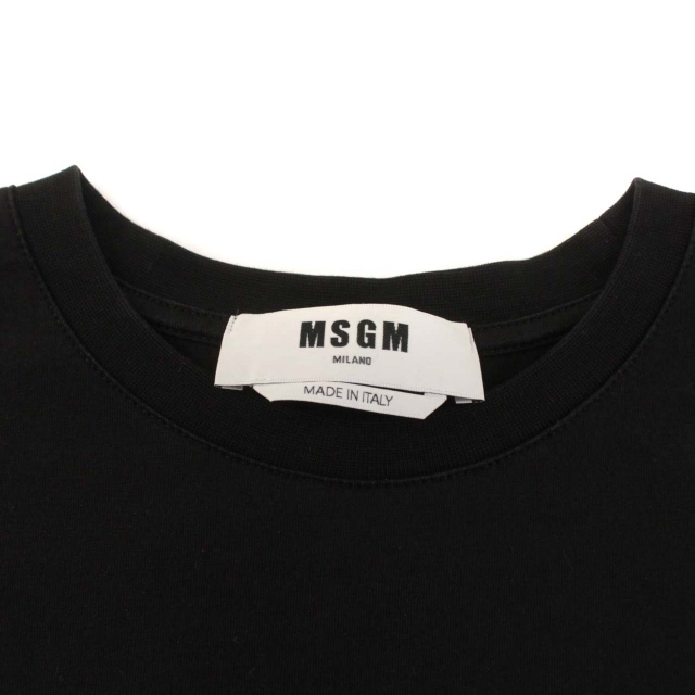 MSGM(エムエスジイエム)のMSGM Tシャツ カットソー ロゴ プリント クルーネック 長袖 XS 黒 メンズのトップス(Tシャツ/カットソー(七分/長袖))の商品写真