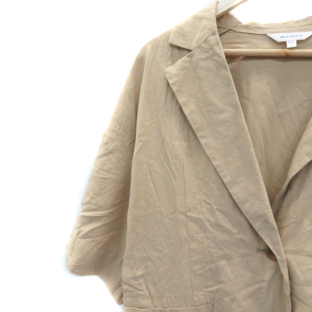 moussy(マウジー)のマウジー カジュアルシャツ 半袖 無地 リネン混 オーバーサイズ 1 ベージュ レディースのトップス(シャツ/ブラウス(半袖/袖なし))の商品写真