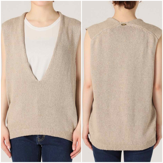 ドゥーズィエムクラス Lily Linen Vネック ベスト-tops.edu.ng