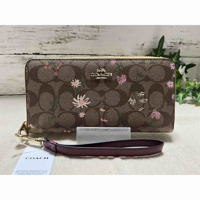 新品COACHコーチ花柄ストラップ 長財布