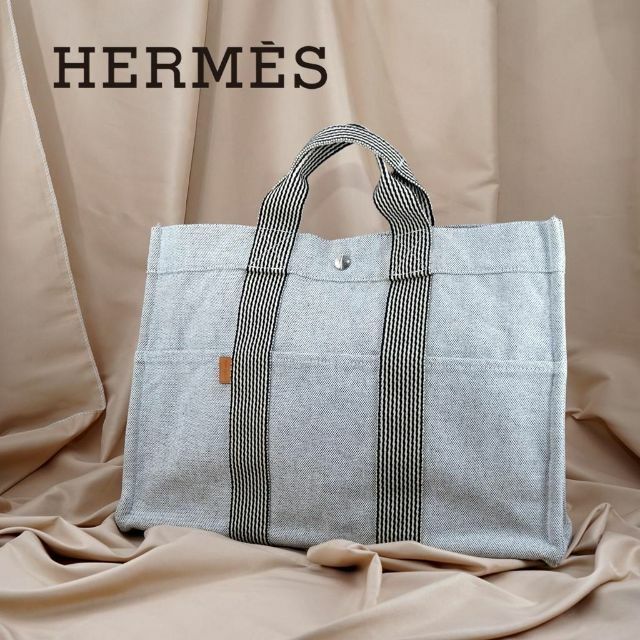 美品】Hermès エルメス エールライン MM トートバッグ グレー A