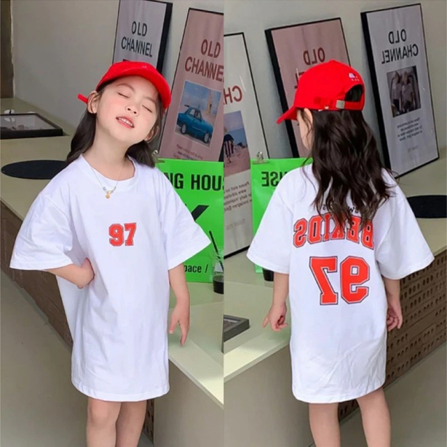 【即納】girls Tシャツワンピース キッズ/ベビー/マタニティのキッズ服女の子用(90cm~)(ワンピース)の商品写真