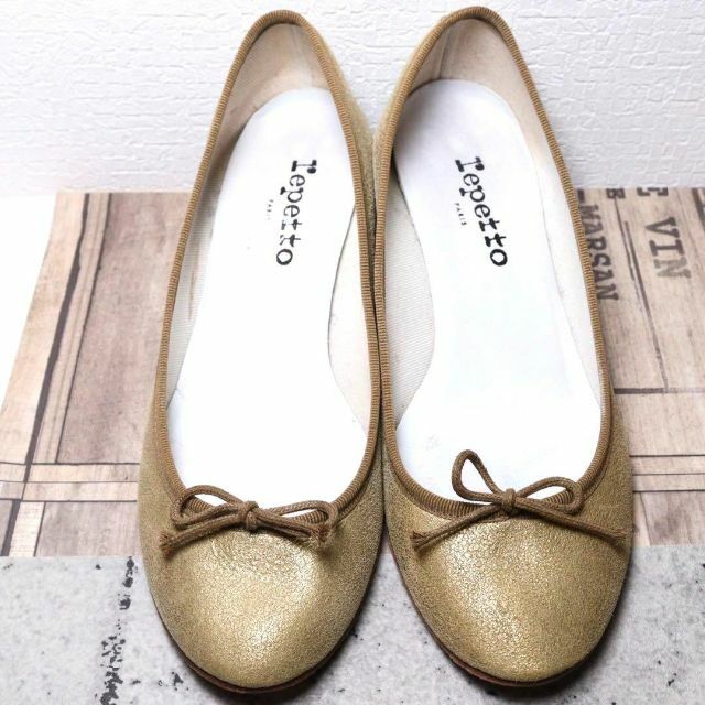 repetto レペット 25 ラメ ゴールド サンドリオン リボン パンプス