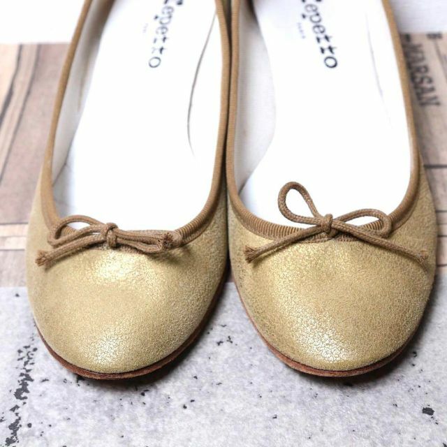 repetto レペット 25 ラメ ゴールド サンドリオン リボン パンプス