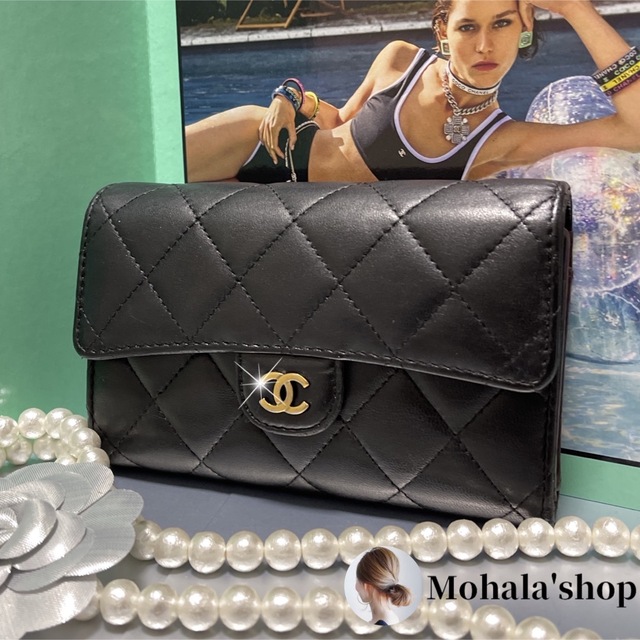 【CHANEL】マトラッセ☆ミディアムサイズ☆ラムスキン☆ブラック☆G金具☆人気