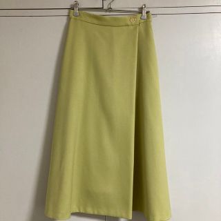 ユナイテッドアローズグリーンレーベルリラクシング(UNITED ARROWS green label relaxing)の【美品】グリーンレーベル　ライムグリーンフレアスカート(ひざ丈スカート)