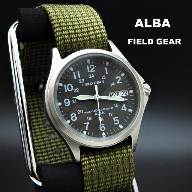 SEIKO - ALBA FIELD GEAR ミリタリーウォッチ 蛍光針 デイデイト SEIKO - ALBA FIELD GEAR ミリタリーウォッチ 蛍光針 デイデイト