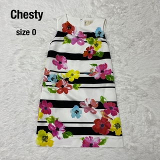 Chesty - 【美品】チェスティ　花柄　ボーダー　小鳥　ワンピース　chesty