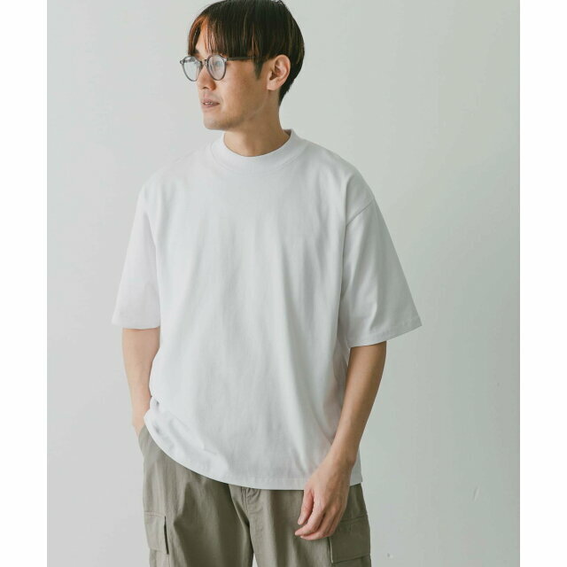 【WHITE】モックネックショートスリーブタフTシャツ 1