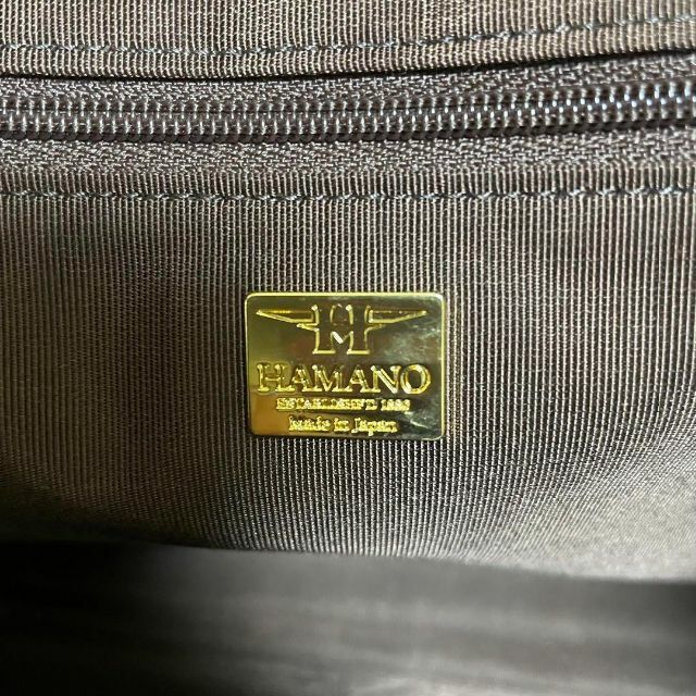 美品 HAMANO 濱野皮革工藝 エヴィ クロコ型 レザー ボストン ブラウン