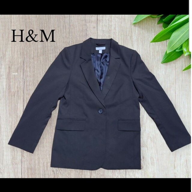 H&M(エイチアンドエム)のH&M エイチアンドエム 1つボタンテーラードジャケット XS ブラック レディースのジャケット/アウター(テーラードジャケット)の商品写真