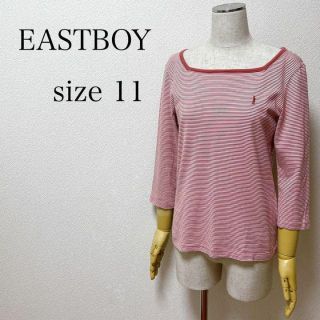 イーストボーイ(EASTBOY)のイーストボーイ カットソー 7分丈 ボーダー スクエアネック レッド系 L(カットソー(長袖/七分))