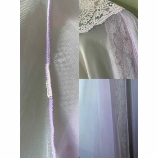 ビンテージ 70s 花模様 レース 紫 ガウン フレア ワンピース ドレス 希少