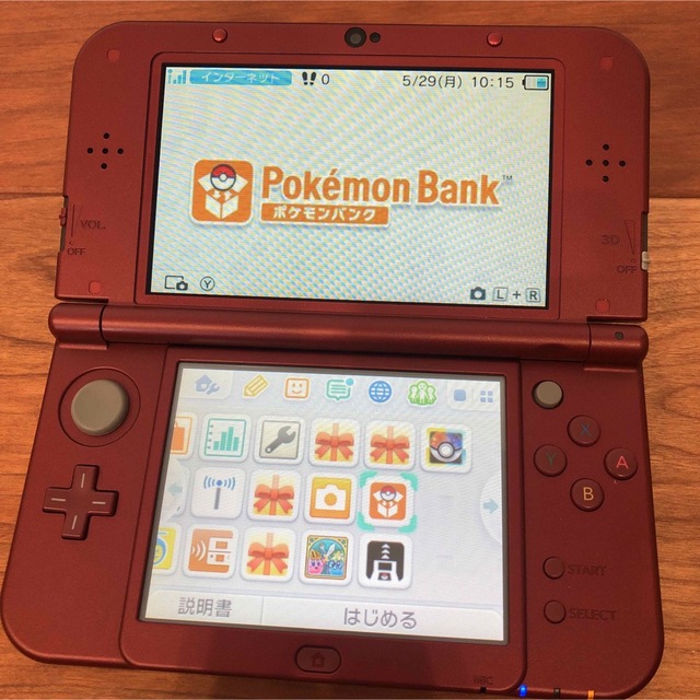 ニンテンドー3DS(ニンテンドー3DS)のNewニンテンドー3DSLL メタリックレッド　ポケモンバンク　ポケムーバー エンタメ/ホビーのゲームソフト/ゲーム機本体(携帯用ゲーム機本体)の商品写真