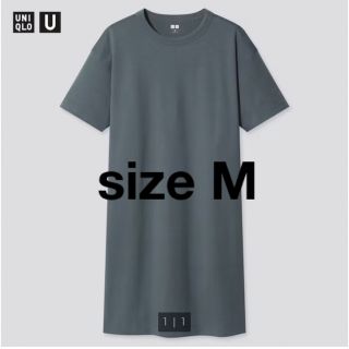 ユニクロ(UNIQLO)の【送料込】UNIQLO U Tシャツ ワンピース 半袖 ユニクロユー カーキ M(ひざ丈ワンピース)