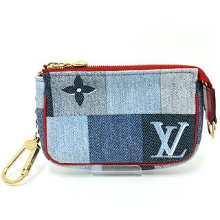 ルイヴィトン(LOUIS VUITTON)のLOUIS VUITTON ルイヴィトン マイクロ ポシェット アクセソワール コインケース 小銭入れ キーリング モノグラム・デニム M68760 レッド ブルー ゴールド金具 未使用品(財布)