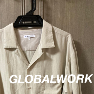 グローバルワーク(GLOBAL WORK)のGLOBALWORK オープンカラーシャツ　半袖　ベージュ(シャツ)