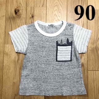 ファミリア(familiar)のfamiliar ファミリア グレー ボーダーポケット 半袖 Tシャツ 90(Tシャツ/カットソー)