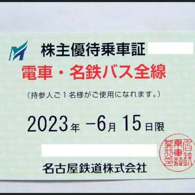 名古屋鉄道　株主優待乗車証　電車・名鉄バス全線