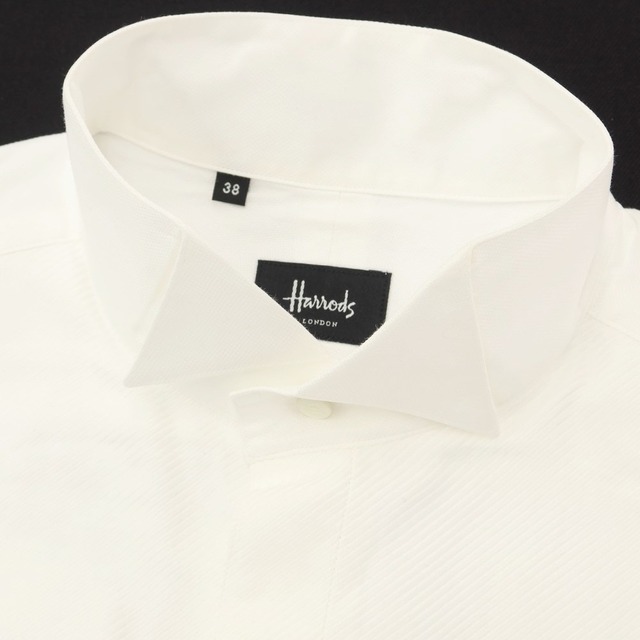 ハロッズ Harrods コットン ウイングカラー ダブルカフス ドレスシャツ ホワイト【サイズ38/3】【メンズ】 