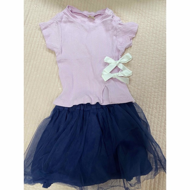 petit main(プティマイン)のPetit main SLAPSLIP リボントップス　チュールスカート キッズ/ベビー/マタニティのキッズ服女の子用(90cm~)(Tシャツ/カットソー)の商品写真