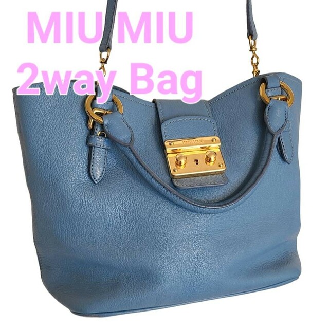 MIU MIU ミュウミュウ 2WAY ハンドバッグcollarターコイズブ