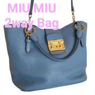 ミュウミュウ(miumiu)のMIU MIU ミュウミュウ 2WAY ハンドバッグcollarターコイズブ(ハンドバッグ)