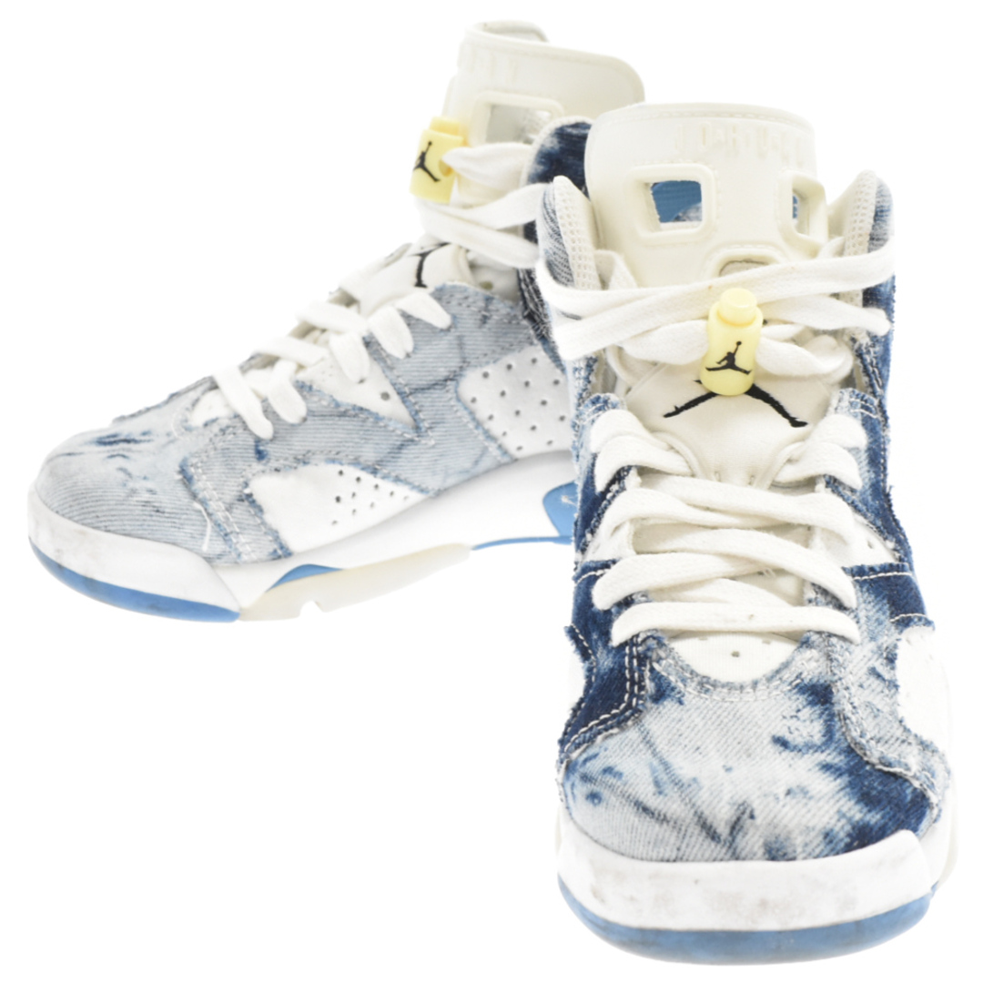 NIKE(ナイキ)のNIKE ナイキ AIR JORDAN 6 RETRO GS Washed Denim エアジョーダン6 レトロハイ ウォッシュドデニム ハイカットスニーカー US3.5Y/22.5cm ブルー DM9045-100 キッズ レディースの靴/シューズ(スニーカー)の商品写真