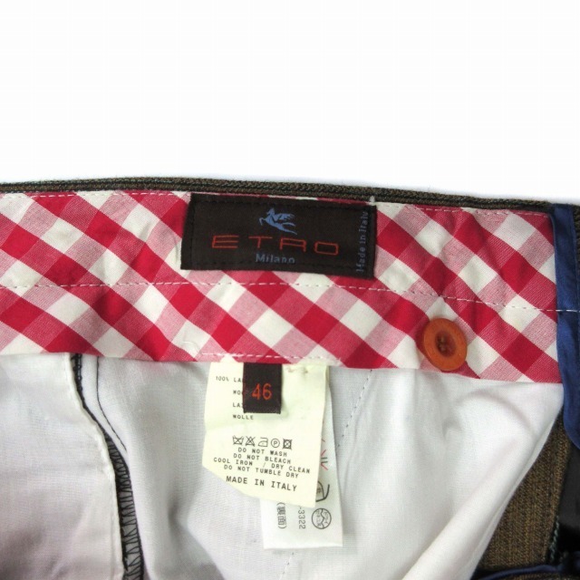 ETRO(エトロ)のエトロ ETRO ストライプ ウール スラックス パンツ ブラウン 46 レディースのパンツ(その他)の商品写真