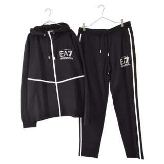 未使用品▼2020年製 黒タグ エンポリオアルマーニ 3K1MF4 3K1PD6 WZIP スウェットシャツ&amp;パンツ ジャージセットアップ 紺 S メンズ タグ付