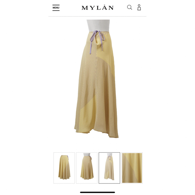 新品未使用 mylan マイラン スカート イエロー パープル ドット柄
