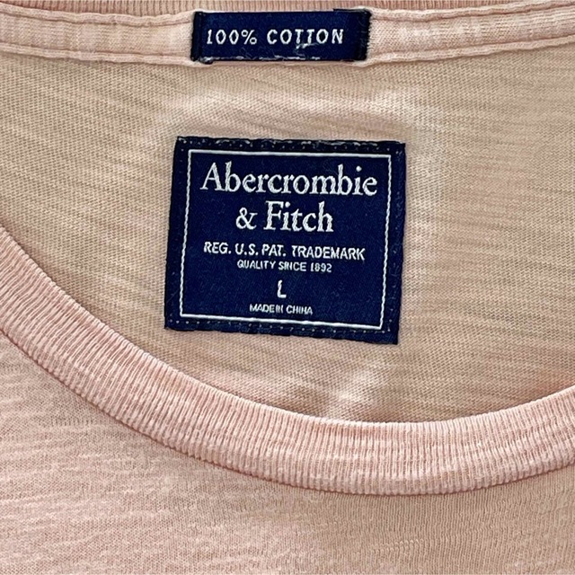 Abercrombie&Fitch(アバクロンビーアンドフィッチ)のシンプルデザインコーデしやすい！アバクロのピンクオレンジTシャツ(L) メンズのトップス(Tシャツ/カットソー(半袖/袖なし))の商品写真