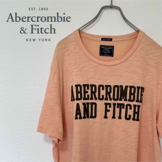 アバクロンビーアンドフィッチ(Abercrombie&Fitch)のシンプルデザインコーデしやすい！アバクロのピンクオレンジTシャツ(L)(Tシャツ/カットソー(半袖/袖なし))