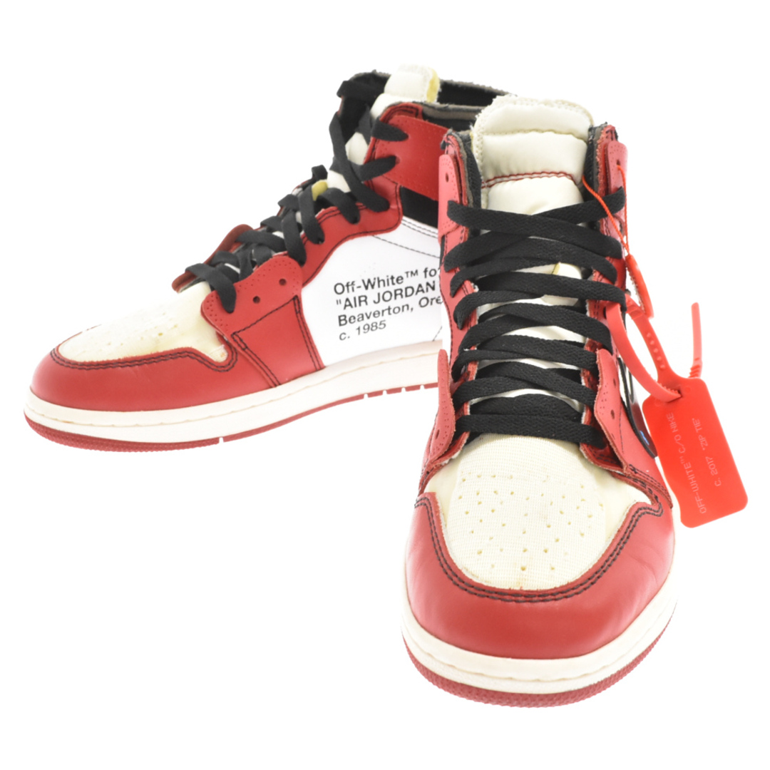 NIKE ナイキ ×OFF WHITE THE 10: AIR JORDAN 1 CHICAGO AA3834-101 オフホワイト ザテン エアジョーダン1 シカゴ ハイカットスニーカー レッド/ホワイト US9.5/27.5cm