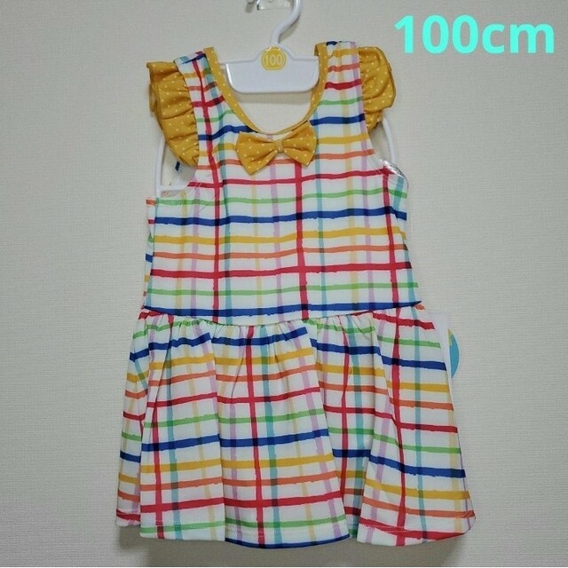 新品♡100cm チェック柄ワンピース水着 4863623 Y キッズ/ベビー/マタニティのキッズ服女の子用(90cm~)(水着)の商品写真