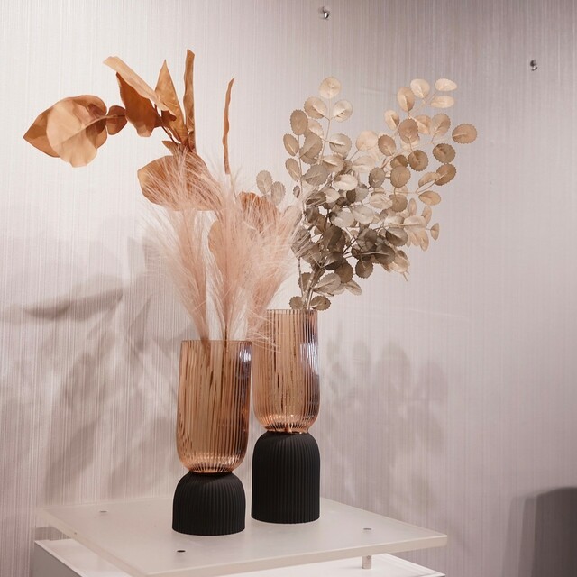 花瓶 フラワーベース 新品 造花付き オブジェ モダン ガラス