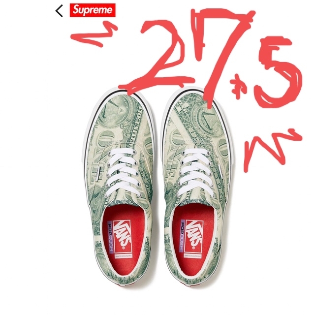 Supreme - Supreme Vans Dollar Era 27.5cm US9.5 新品の通販 by ...