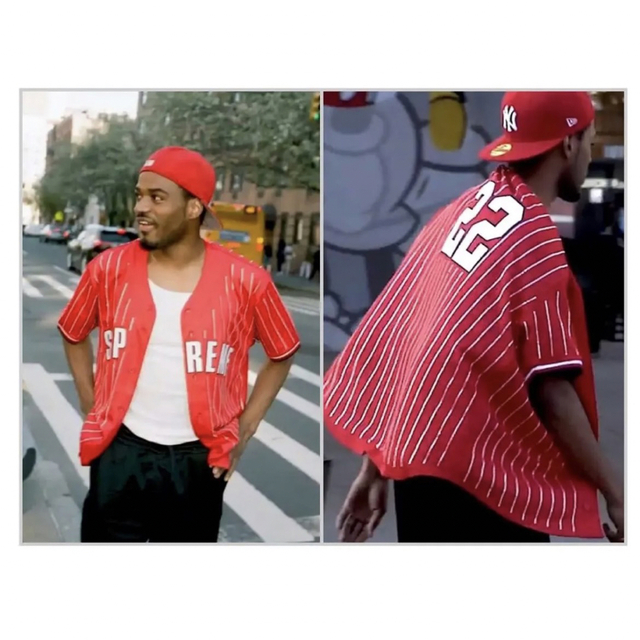 Buy Supreme SUPREME Size: S 22SS Rhinestone Stripe Baseball Jersey