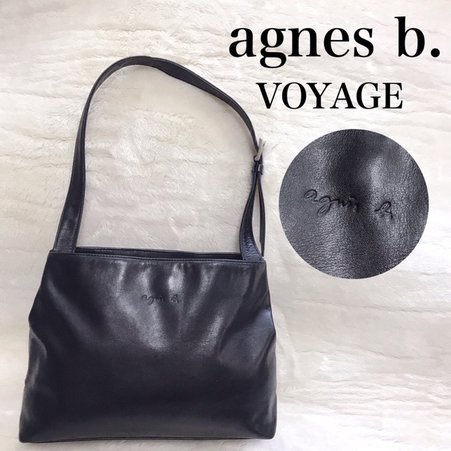 美品 agnes b. VOYAGE オールレザー 黒 ショルダーバッグみららショップショルダーバッグ