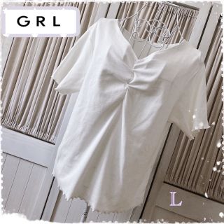 GRLカットソー　トップス　Vネック　Ｔシャツ(Tシャツ(半袖/袖なし))