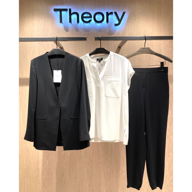 theory 22SS Crepe ウォッシャブル　ノーカラージャケット　黒　0